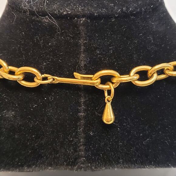 Floral Abstract Statement Link Chain Gold Tone Necklace 9" Unsigned Vtg - Picture 4 of 4